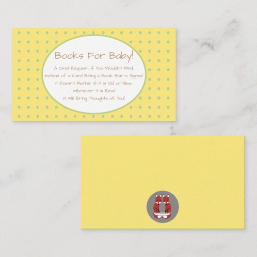 黄色の鳥の赤ちゃんシャワーブックリクエストの挿入 エンクロージャーカード (正面/裏面)