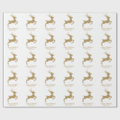 黄色の鹿の形フェイク状グリッターと文字 ラッピングペーパー (フラット)