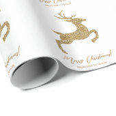 黄色の鹿の形フェイク状グリッターと文字 ラッピングペーパー (ロールコーナー)