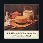 黄色の麦わら帽子の静物（Vincent van Gogh） マグネット<br><div class="desc">ヴィンセント・ヴァン・ゴッホの黄色の麦わら帽子の静物は、ポスト印象派の巨匠による美術の静物画で、麦わら帽子、湯飲み、パイプなどの日常の家庭用品を描いている。

画家について:
ヴィンセント・ウィレム・ヴァン・ゴッホは、荒々しい美しさ、感情的な誠実さ、大胆な色彩で知られるポスト印象派の画家だった。</div>