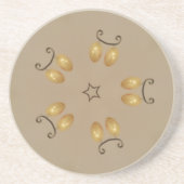 黄色の黄金の卵のパターン復活卵ベージュ素朴 コースター (正面)