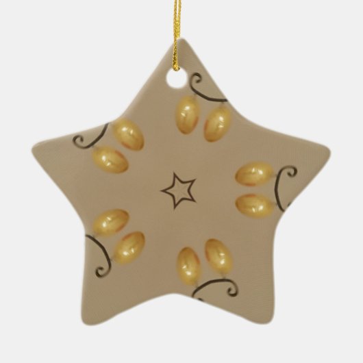 黄色の黄金の卵のパターン復活卵ベージュ素朴 セラミックオーナメント (正面)