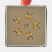 黄色の黄金の卵のパターン復活卵ベージュ素朴 メタルオーナメント (正面)