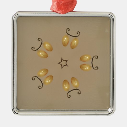 黄色の黄金の卵のパターン復活卵ベージュ素朴 メタルオーナメント (正面)