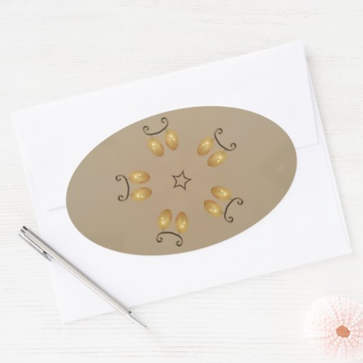 黄色の黄金の卵のパターン復活卵ベージュ素朴 楕円形シール (封筒)