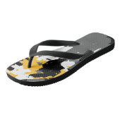 黄色の黒いグレーと白の抽象芸術 ビーチサンダル (アングル)