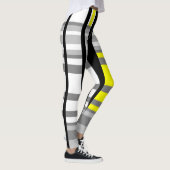 黄色の黒いグレーと白の抽象芸術 レギンス (右)