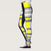 黄色の黒いグレーと白の抽象芸術 レギンス (左)