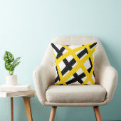 黄色の黒いジオメトストライプリ クッション (椅子)