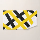 黄色の黒いジオメトストライプリ バスタオルセット (ハンドタオル)