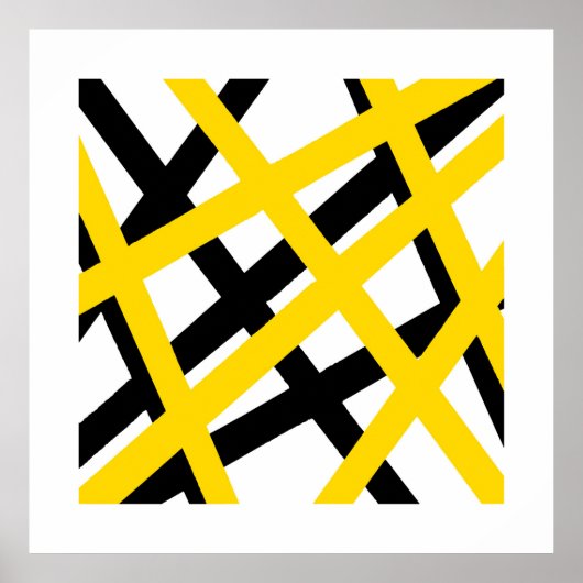 黄色の黒いジオメトストライプリ ポスター (正面)