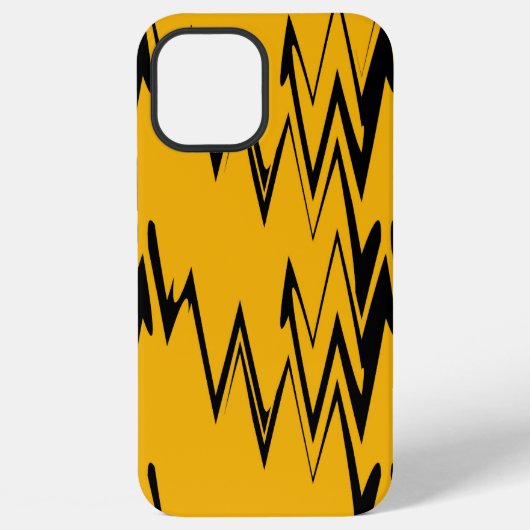 黄色の黒いジグザグ模様 iPhoneケース (裏面)