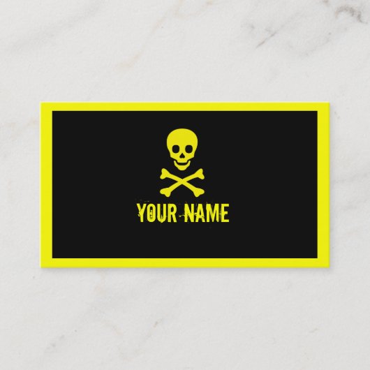 黄色の黒いスカルクロスボーンのカスタマイズ可能なカード 名刺 (正面)