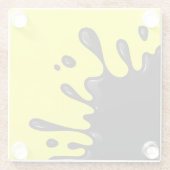 黄色の黒いスプラット ガラスコースター (裏面)