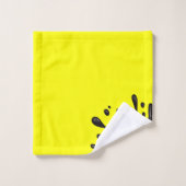 黄色の黒いスプラット バスタオルセット (ウォッシュタオル)