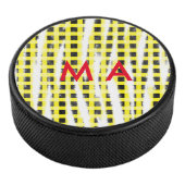 黄色の黒いチェックボード名を追加モノグラム名let アイスホッケーパック (3/4)