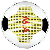 黄色の黒いチェックボード名を追加モノグラム名let サッカーボール (回転)