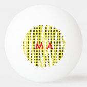 黄色の黒いチェックボード名を追加モノグラム名let 卓球ボール (裏面)