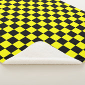 黄色の黒いチェッ市松模様にクパターン シェルパブランケット (3/4)