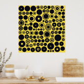 黄色の黒いレトロサークルのポスター ポスター (キッチン)