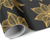 黄色の黒い串に刺すような花 ラッピングペーパー (ロールコーナー)