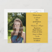 黄色の黒い写真卒業は日付カードを保存 ポストカード (正面/裏面)