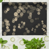 黄色の黒い抽象芸術バブル《写真》ぼけ味パターン キッチンタオル (折り畳み)