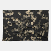 黄色の黒い抽象芸術バブル《写真》ぼけ味パターン キッチンタオル (横)