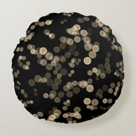 黄色の黒い抽象芸術バブル《写真》ぼけ味パターン ラウンドクッション