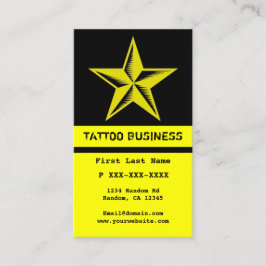 黄色の黒い星のタトゥービジネスカード 名刺