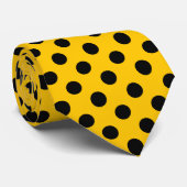 黄色の黒い水玉模様 ネクタイ (ロール)