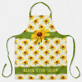 黄色の黒い目のスーザンフローラフォトポルカドット エプロン (正面)