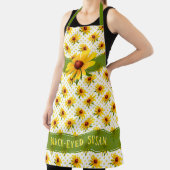 黄色の黒い目のスーザンフローラフォトポルカドット エプロン (インサイチュ)