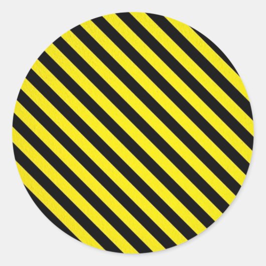 黄色の黒い色のストライプ建築に注意 ラウンドシール (正面)