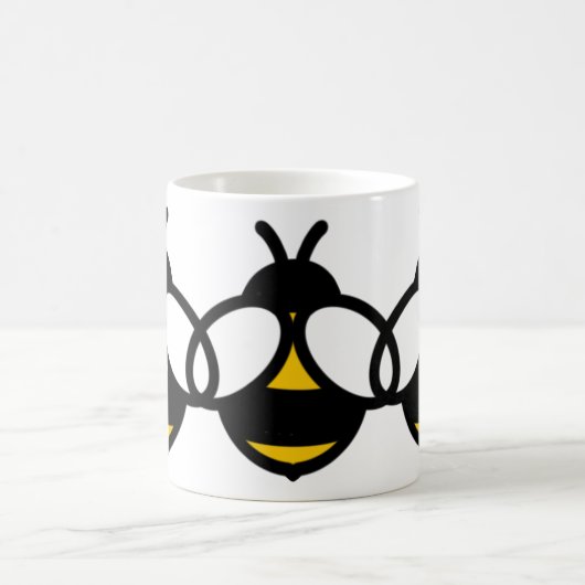 黄色の黒い(昆虫)マルハナバチミツバチのおもしろいハチの画像 コーヒーマグカップ (中央)
