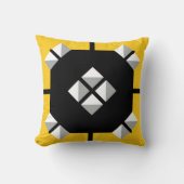 黄色の黒とグレーの幾何学的パターン クッション (正面)