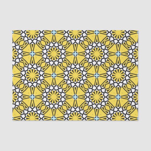 黄色の黒と白のモザイクパターン 薄葉紙 (正面)