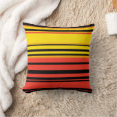 黄色の黒の赤いストライプパターン クッション (ブランケット)