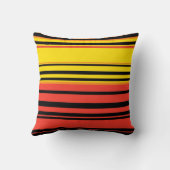 黄色の黒の赤いストライプパターン クッション (裏面)