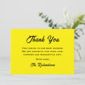 黄色の黒の赤ちゃんシャワーママへビークールスタイリッシュ サンキューカード (スタンド正面)