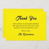 黄色の黒の赤ちゃんシャワーママへビークールスタイリッシュ サンキューカード (正面/裏面)