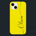 黄色の黒エレガント書文字の名前 Case-Mate iPhone 14ケース<br><div class="desc">黄色の黒の書道のスクリプトのタイポグラフィ名エレガントカスタムiPhone 14電話のケースは黄色の背景に手書のスクリプトのにモダンは、あなたの名前を持つトレンディーとデザインのを特徴と。©Evco Studio www.zazzle.com/store/evcostudioによる設計</div>