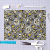 黄色の黒砂糖と白糖のスカル模様 薄葉紙 (クラフト)