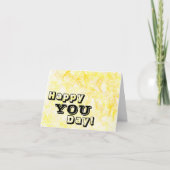 黄色の（ばちゃばちゃ）跳ねる絵を描グリーティングカード カード (正面)