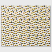 黄色の「卒業年度」ドッグタグとドット柄のラッピングペーパー ラッピングペーパー (フラット)