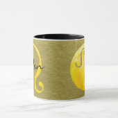 黄色の〔占星術の〕十二宮図サインレオ金ゴールド背景 マグカップ (中央)