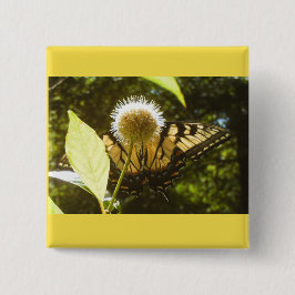 黄色の（昆虫）オオカバマダラ、モナークボタン 缶バッジ