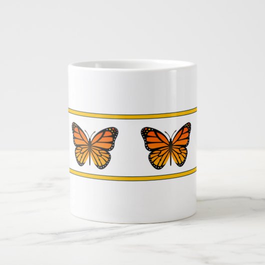 黄色の(昆虫)オオカバマダラ、モナーク(Bridgetコレクション) ジャンボコーヒーマグカップ (正面)