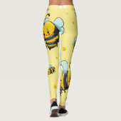黄色の(昆虫)マルハナバチフローラ パターン(の模様が)ある |レギンス レギンス (裏面)