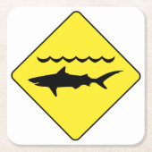 黄色の「鮫」の印のコースター警告します スクエアペーパーコースター (正面)